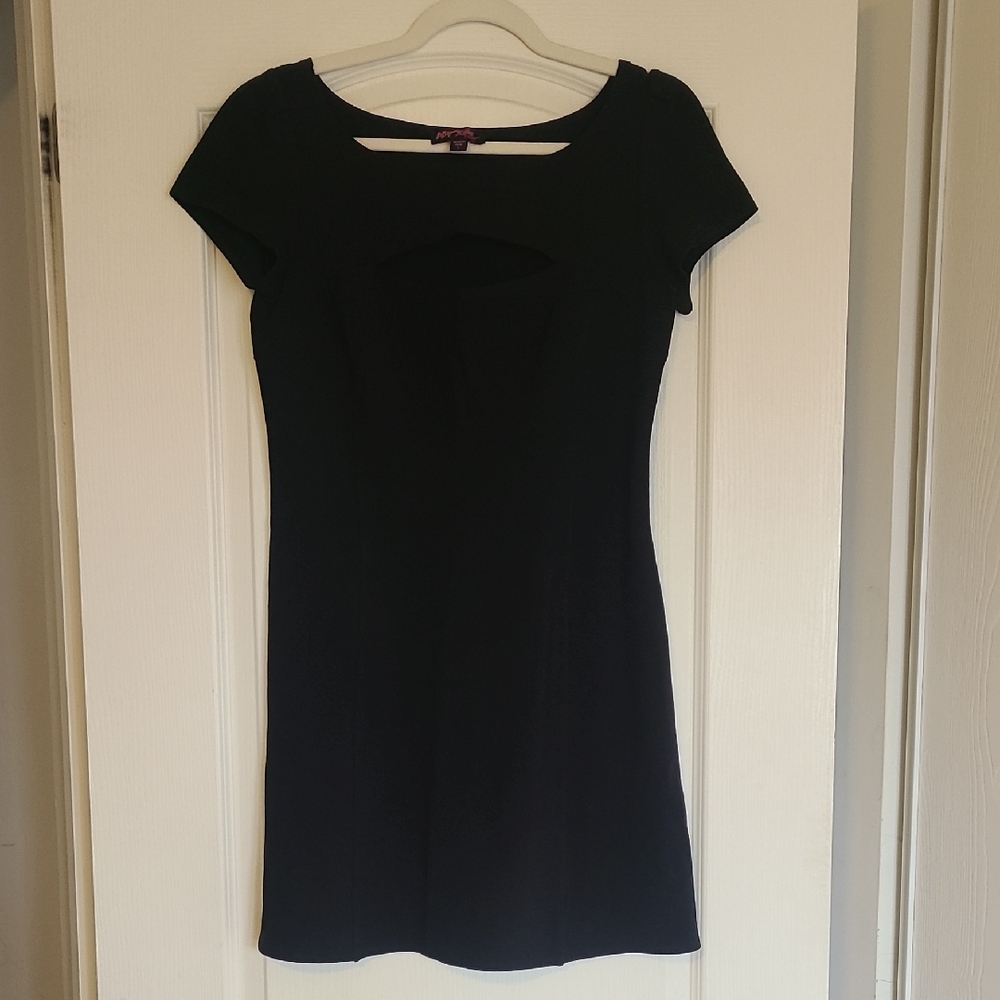 Betsey Johnson Black Mini Dress with Cap Sleeves